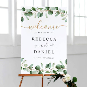 Affiche de bienvenue Mariage simple Eucalyptus Gre