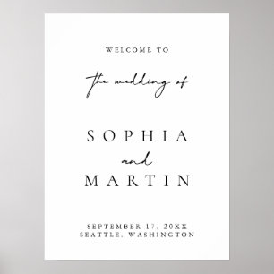 Affiche de bienvenue Mariage simple moderne noir e