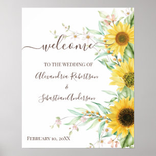 Affiche de bienvenue Mariage Sunflower Greenery