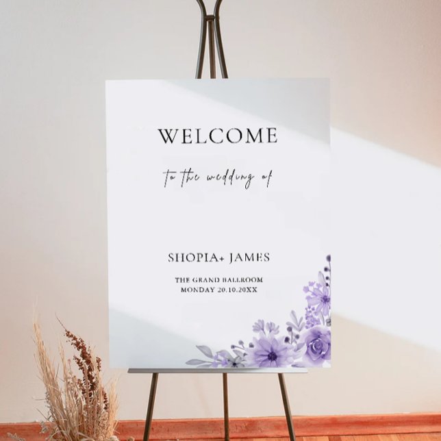 Affiche de bienvenue Mariage violet (Purple Wedding Welcome Sign)