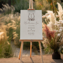 Affiche de bienvenue Mariage Western Boho Horsesho
