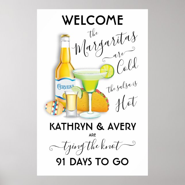 Affiche de bienvenue mexicaine Fiesta Margarita (Devant)