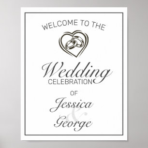 Affiche de bienvenue minimaliste Mariage noir blan