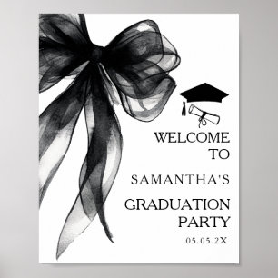 Affiche de bienvenue moderne Black Bow Graduation 
