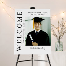 Affiche de bienvenue moderne Black & White Graduat