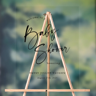 Affiche de bienvenue moderne de Baby shower noir e