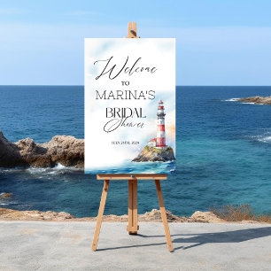 Affiche de bienvenue nautique de phare