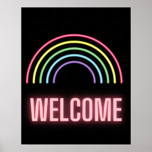 Affiche de bienvenue Neon Rainbow