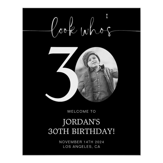 Affiche de bienvenue noire du 30e anniversaire | R (Devant)