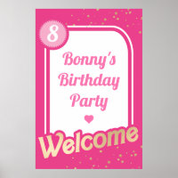 Affiche de bienvenue or rose chaud