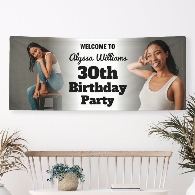 Affiche de bienvenue personnalisée Bannière photo  (Custom Welcome Sign 30th Birthday Photo Banner
)