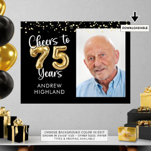 Affiche de bienvenue photo d'anniversaire de 75 an
