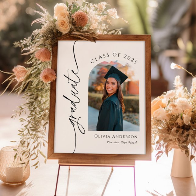 Affiche de bienvenue photo de la fête de graduatio (Créateur téléchargé)