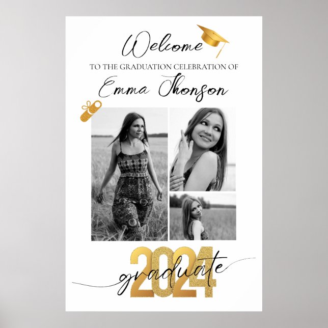 Affiche de bienvenue photo de la graduation modern (Devant)