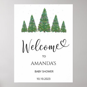 Affiche de bienvenue pour baby shower avec des arb