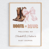 Affiche de bienvenue pour Baby Shower Boots & Bows