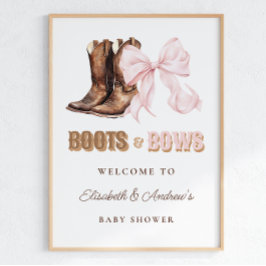 Affiche de bienvenue pour Baby Shower Boots & Bows