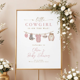 Affiche de bienvenue pour Baby Shower Cowgirl Clot