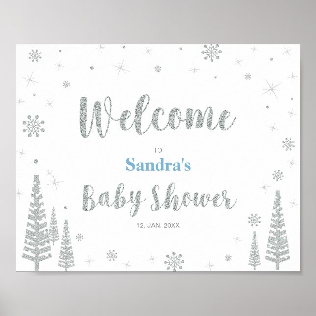 Affiche de bienvenue pour Baby shower d'hiver, Gar (Devant)