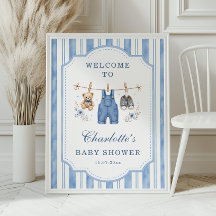 Affiche de bienvenue pour Baby Shower Little Blue 
