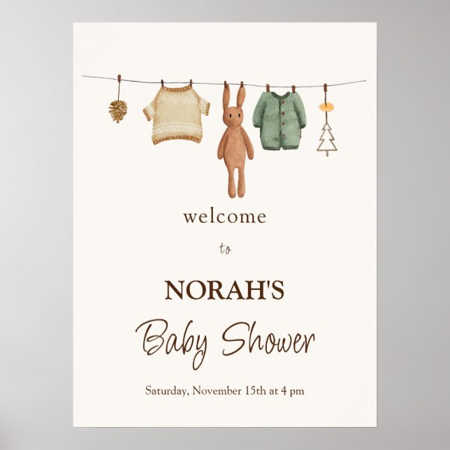 Affiche de bienvenue pour Baby Shower tenue Boho B (Devant)