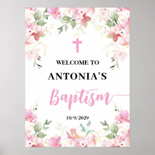Affiche de bienvenue pour baptême de fille aux fle