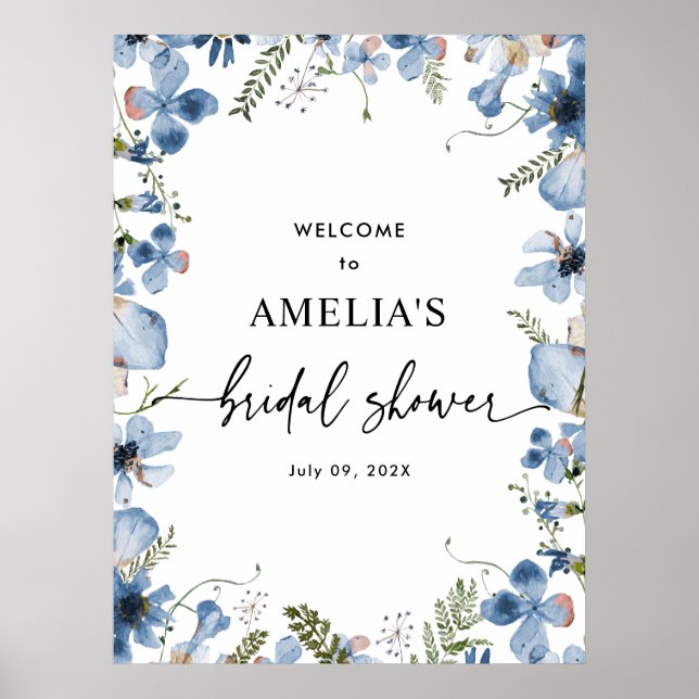 Affiche de bienvenue pour la Baby Shower de fleurs (Devant)