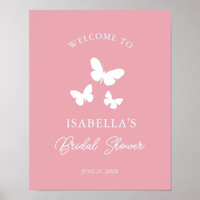 Affiche de bienvenue pour la baby shower Papillons (Devant)
