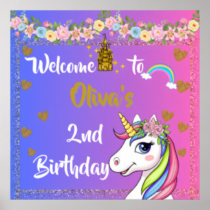Affiche de bienvenue pour l'anniversaire de Rainbo