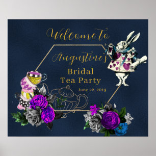 Affiche de bienvenue pour le thé de mariage Navy W