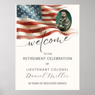 Affiche de bienvenue pour retraite militaire avec