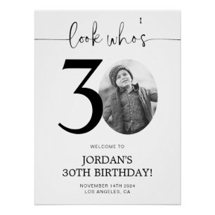 Affiche de bienvenue pour un 30e anniversaire avec