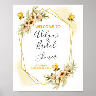 Affiche de bienvenue pour un mariage abeille
