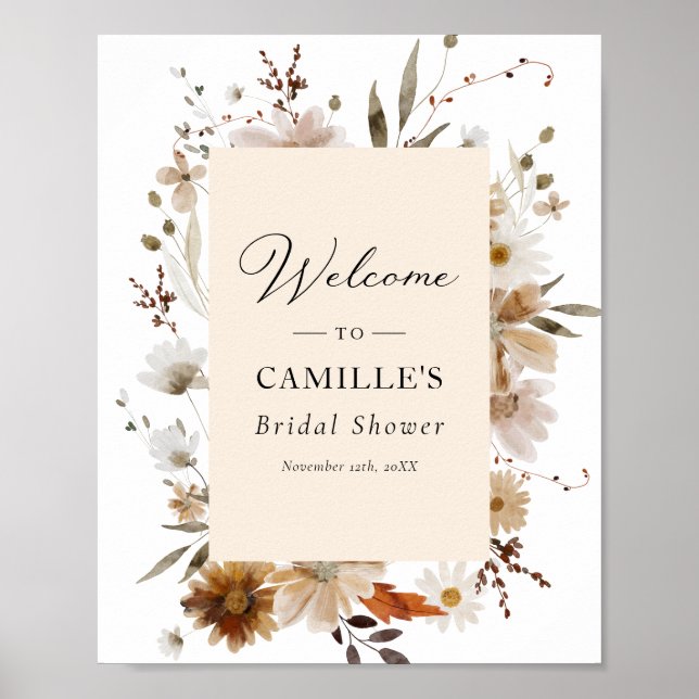 Affiche de bienvenue pour une Baby Shower Bohème F (Devant)