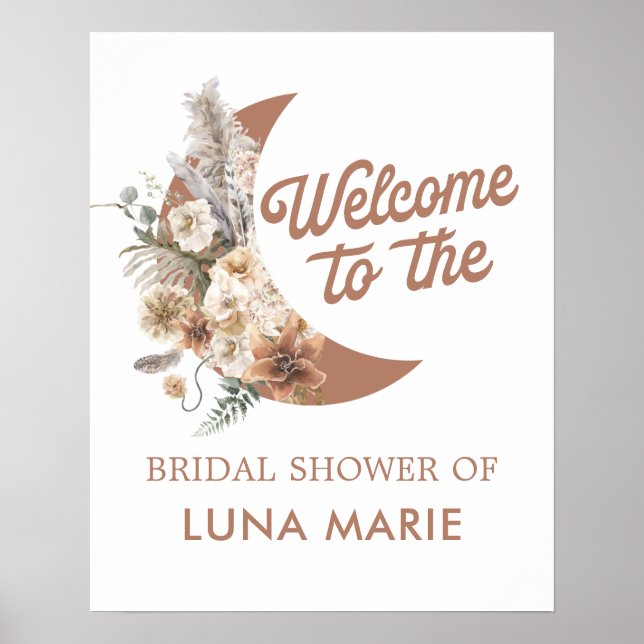 Affiche de bienvenue pour une baby shower Bohème L (Devant)