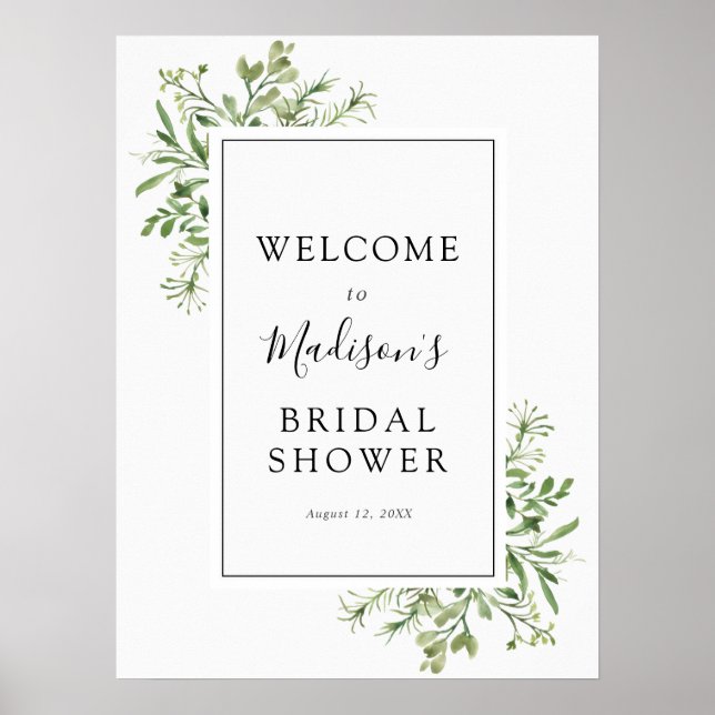 Affiche de bienvenue pour une Baby Shower de verdu (Devant)