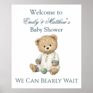 Affiche de Bienvenue pour une Baby Shower Ours en