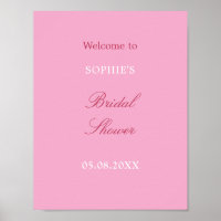 Affiche de bienvenue pour une baby shower rose mag