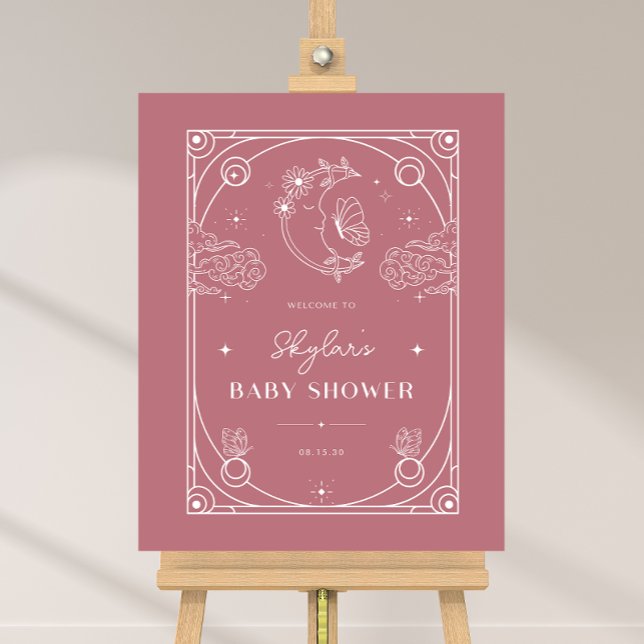 Affiche de bienvenue Rose Baby shower Tarot célest (Créateur téléchargé)