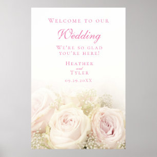 Affiche de bienvenue Rose mariage 24 po x 36 po