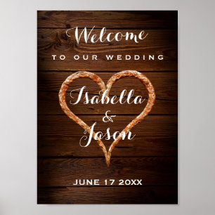 Affiche de bienvenue Rustic Metal Heart Mariage