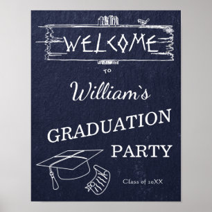 Affiche de bienvenue   Simple Rustic Blue Stone Gr