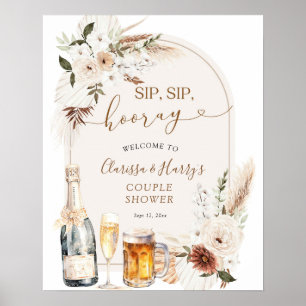 Affiche de bienvenue Sip Sip Hooray ivoire Beige B