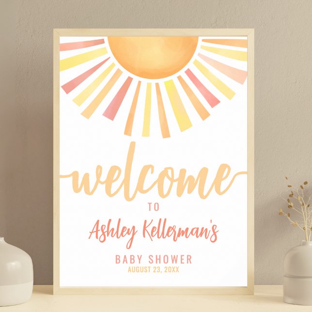 Affiche de bienvenue Sunshine Sun Baby shower (Sunshine Sun Baby Shower Welcome Sign)
