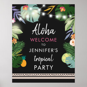 Affiche de bienvenue Tropical Aloha Luau Hawaiian 