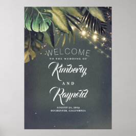 Affiche de bienvenue Tropical Beach Palm Leaf