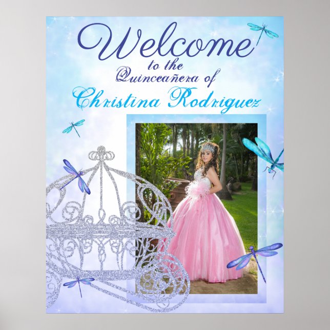 Affiche de bienvenue Turquoise & Blue Quinceañera (Devant)