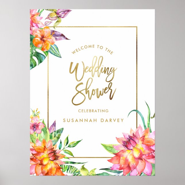 Affiche de bienvenue wedding shower | Aquarelles t (Devant)