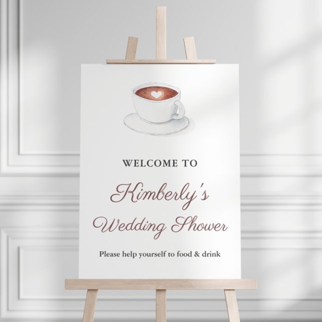 Affiche de bienvenue Wedding shower de mélange par (Coffee Cup Love Is Brewing Bridal Shower Party Welcome Sign)
