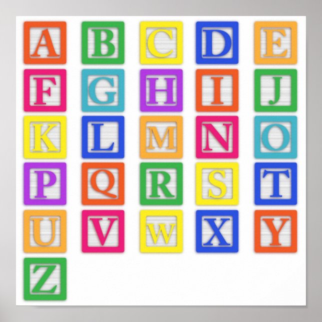 Affiche de blocs alphabet bébé (Devant)